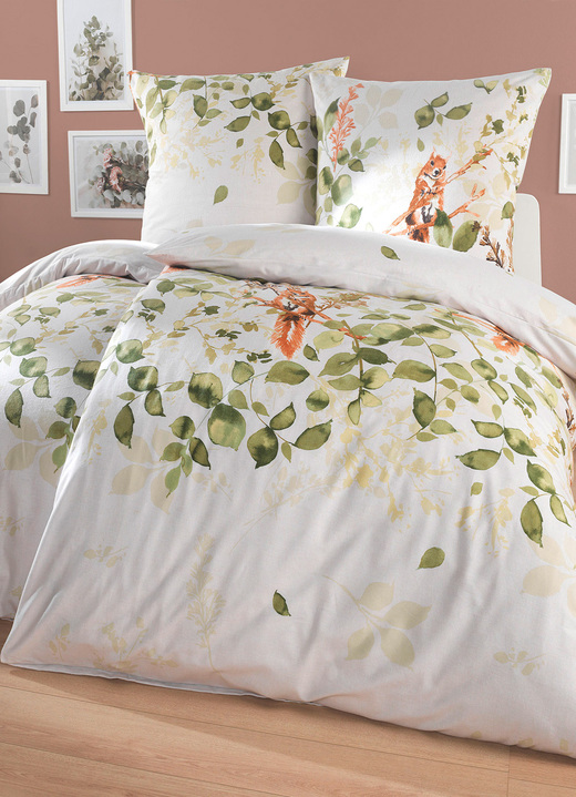 Bettwäschegarnituren - Bettwäsche-Garnitur in Feinbiber, in Größe 111 (40/80 cm + 135/200 cm) bis 115 (80/80 cm + 155/220 cm), in Farbe OLIV Ansicht 2