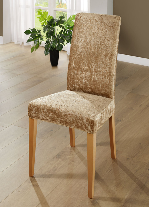 Sessel- & Sofaüberwürfe - Edle und strapazierfähige Stretchbezüge in Samtoptik, in Größe 101 (Sesselbezug) bis 106 (Stuhlbezug), in Farbe SILBER Ansicht 3