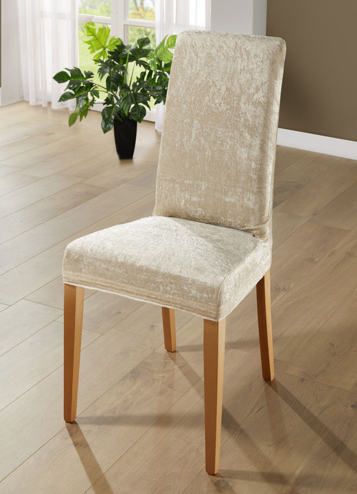 Sessel- & Sofaüberwürfe - Edle und strapazierfähige Stretchbezüge in Samtoptik, in Größe 101 (Sesselbezug) bis 106 (Stuhlbezug), in Farbe SILBER Ansicht 5