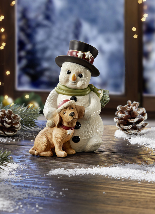 - Goebel Schneemann mit Hund, in Farbe WEISS-BRAUN