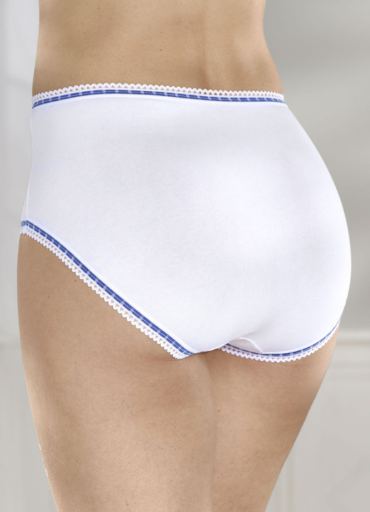 Damenmode - Siebenerpack Slips mit Kontrastabschlüssen, in Größe 038 bis 060, in Farbe WEISS Ansicht 1