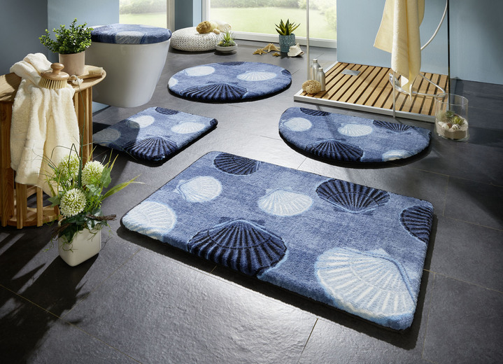 SALE % - Badvorleger mit rutschhemmender Rückseite, in Größe 100 (Vorleger halbrund, 50/ 80 cm) bis 112 (Motiv-WC-Deckelbezug mit Kordel, 47/ 50 cm), in Farbe BLAU Ansicht 1