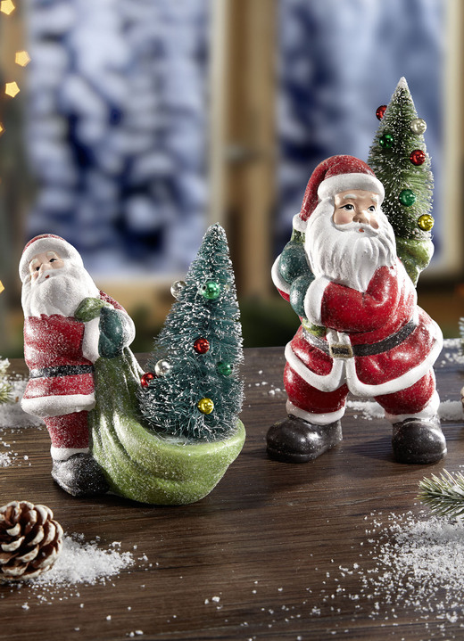 - Nikolaus mit Weihnachtsbaum, in Farbe ROT-WEISS, in Ausführung Nikolaus zieht Tannenbaum