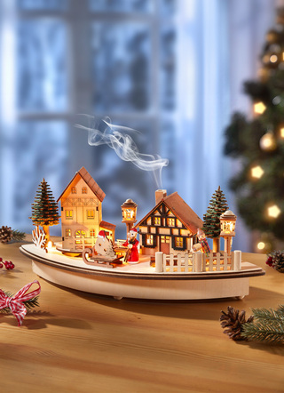 - Beleuchtetes Winterdorf, in Farbe NATUR