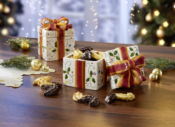 Weihnachtliche Geschenkideen - Feinkeramik-Dose mit Schleife, 2er-Set, in Farbe BUNT Ansicht 1