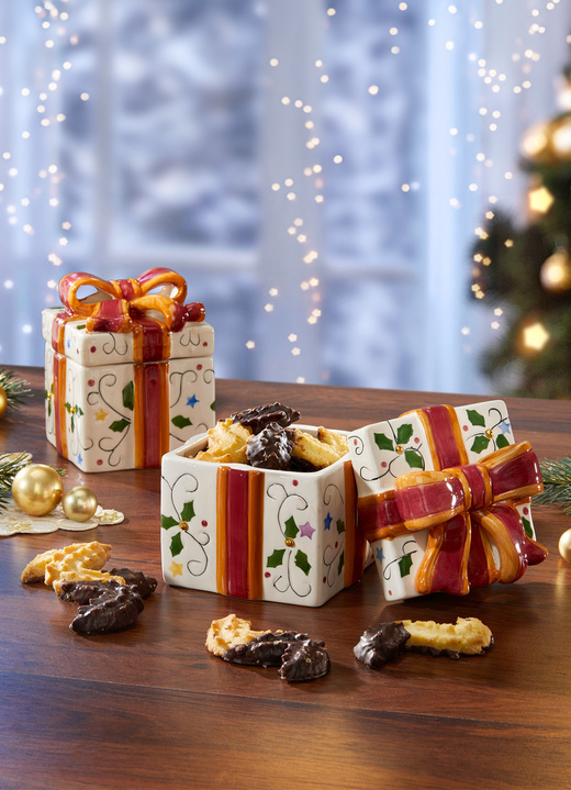 Weihnachtliche Geschenkideen - Feinkeramik-Dose mit Schleife, 2er-Set, in Farbe BUNT Ansicht 2
