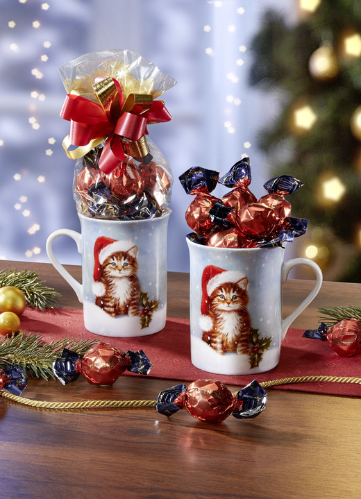 - Gefüllte Kaffeebecher aus Porzellan mit Weihnachts-Kätzchen-Motiv, in Farbe BUNT