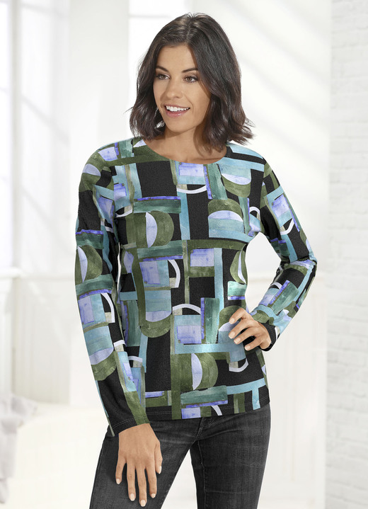 Klaus Modelle - Pullover in Feinstrick, in Größe 038 bis 054, in Farbe ANTHRAZIT-MINT-MULTICOLOR