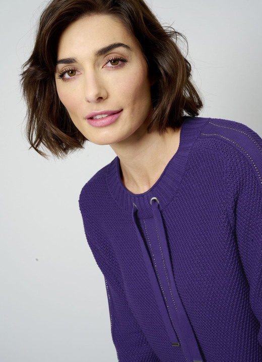 - Pullover aus reiner Baumwolle, in Größe 038 bis 052, in Farbe LILA Ansicht 2