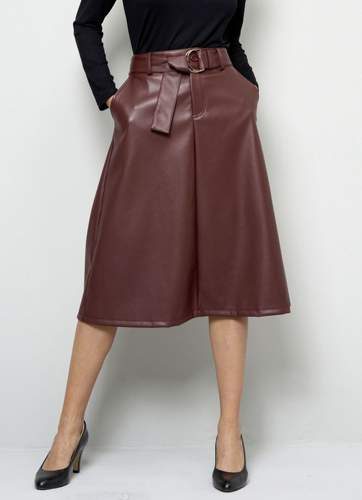 Damenmode - Rock aus softem Nappaleder-Imitat, in Größe 019 bis 052, in Farbe ROTBRAUN Ansicht 1