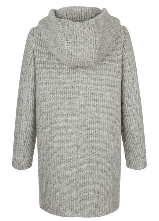 Lang - Longjacke mit fester Kapuze Ansicht 4 Lang - Longjacke mit fester Kapuze, in Größe 038 bis 052, in Farbe HELLGRAU-ECRU Ansicht 4