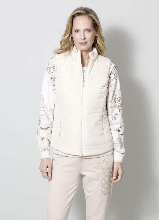 Kurz - Wendeweste mit Reißverschlusstaschen, in Größe 038 bis 052, in Farbe ECRU-SAND Ansicht 1