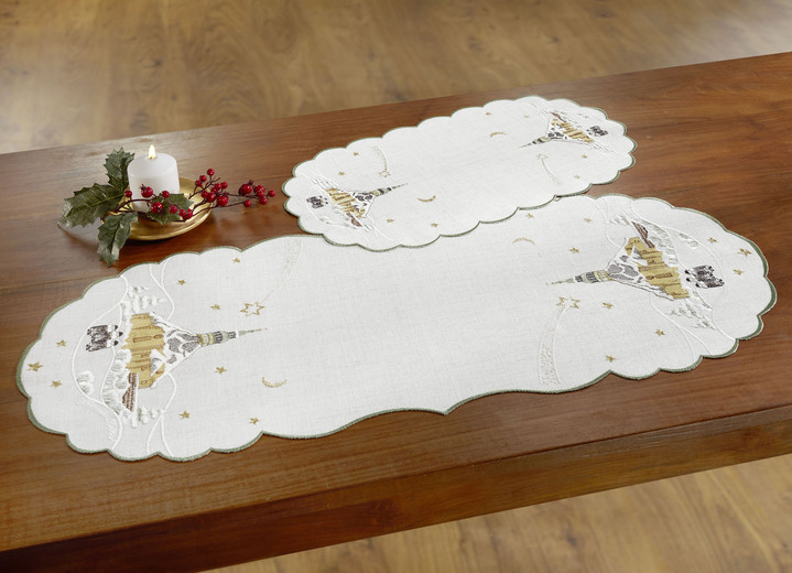 Tischdecken - Tisch- und Raumdekoration mit echter Plauener Spitze, in Größe 110 (Deckchen rund, ø 30 cm) bis 404 (Kissenbezug, 40/40 cm), in Farbe NATUR Ansicht 8