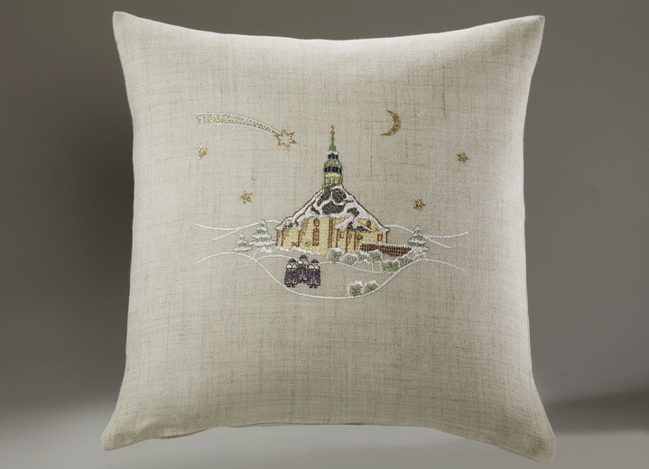 Tischdecken - Tisch- und Raumdekoration mit echter Plauener Spitze, in Größe 110 (Deckchen rund, ø 30 cm) bis 404 (Kissenbezug, 40/40 cm), in Farbe NATUR Ansicht 4