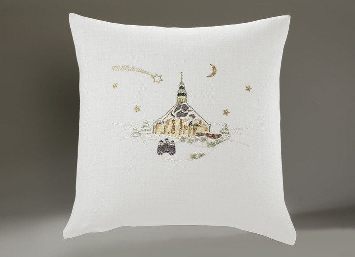 Tischdecken - Tisch- und Raumdekoration mit echter Plauener Spitze, in Größe 110 (Deckchen rund, ø 30 cm) bis 404 (Kissenbezug, 40/40 cm), in Farbe NATUR Ansicht 6