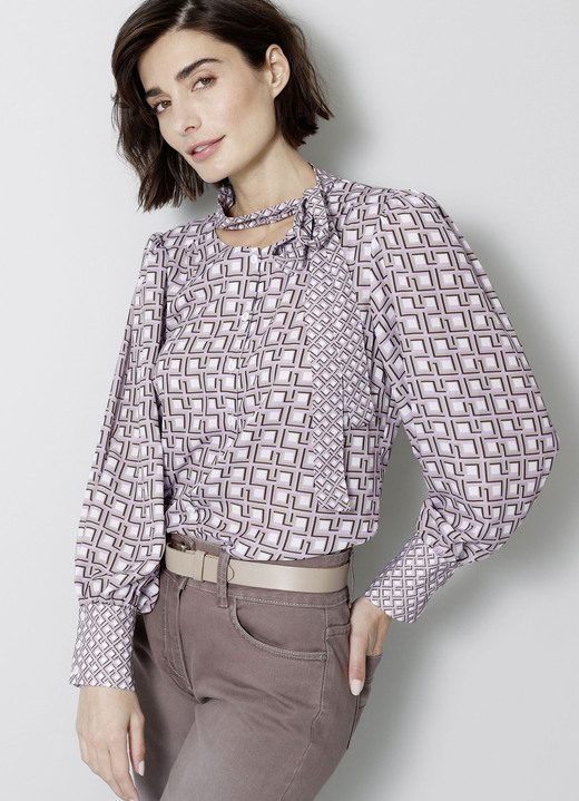 Damenmode - Schlupfbluse, in Größe 038 bis 052, in Farbe LILA-ECRU