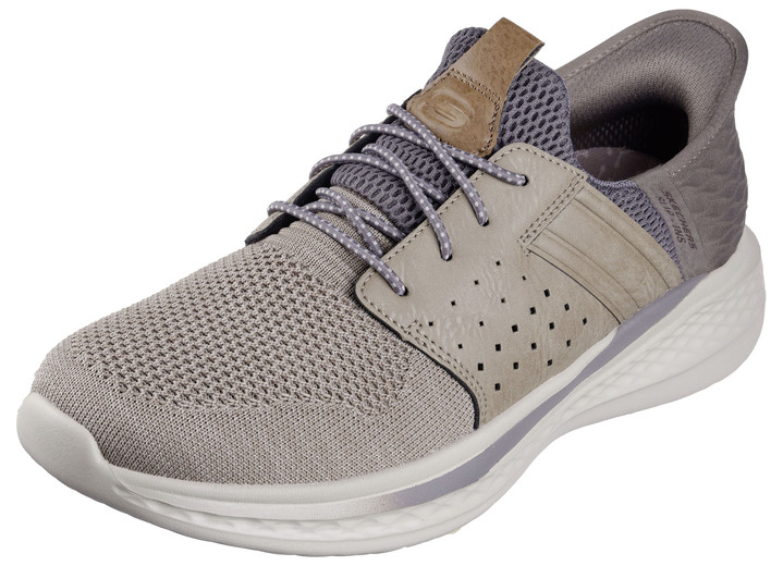 Slipper & Schnürschuhe - SKECHERS Slipper mit geformter Slip-Ins Fersenplatte, in Größe 040 bis 048, in Farbe TAUPE-GRAU Ansicht 1