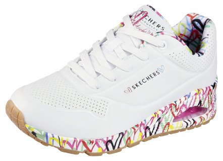 SKECHERS Schnür-Sneaker teilweise mit bunten Herzen bedruckt