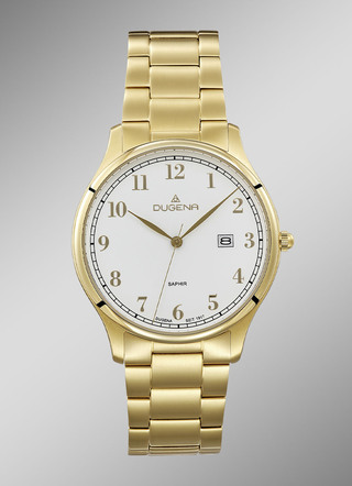 Dugena-Quartz-Herrenuhr mit Edelstahlbandgehäuse