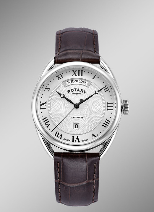 Quartzuhren - Rotary Quartz-Herrenuhr mit Lederband, in Farbe  Ansicht 1