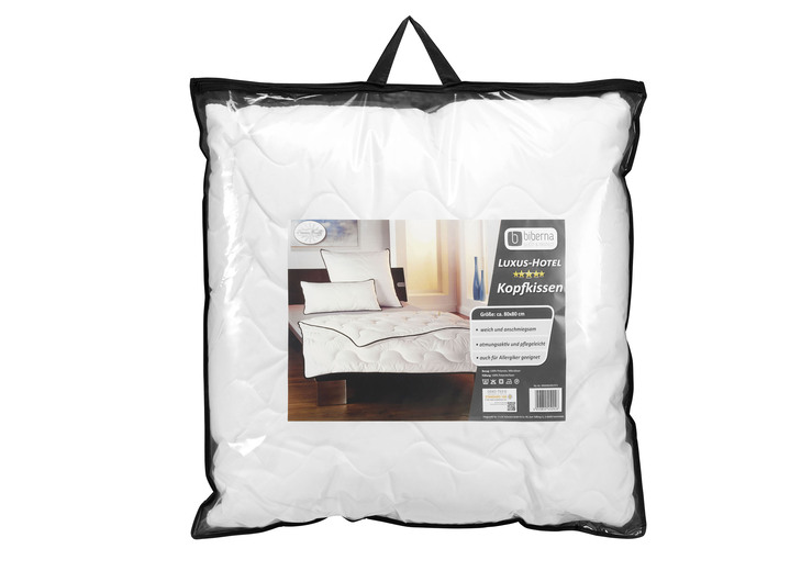 Bettwaren - Kissenprogramm aus dem Hause biberna mit schwarzer Biese Ansicht 6 Bettwaren - Kissenprogramm aus dem Hause biberna mit schwarzer Biese, in Größe 120 (Kissen, 80/80 cm) bis 121 (Kissen, 40/80 cm), in Farbe WEISS Ansicht 6