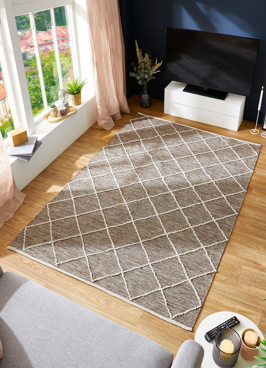 Modern - Moderne Brücken und Teppiche aus 100% Baumwolle, in Größe 113 (Brücke, 70x140 cm) bis 256 (Teppich, 170x240 cm), in Farbe BRAUN Ansicht 1