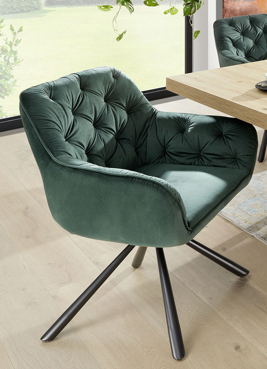 Stühle & Sitzbänke - Drehbare Stühle mit bequemer Polsterung, 2er Set, in Farbe GRÜN Ansicht 1