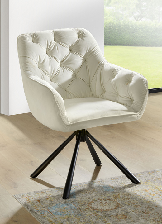 Stühle & Sitzbänke - Drehbare Stühle mit bequemer Polsterung, 2er Set, in Farbe BEIGE Ansicht 1
