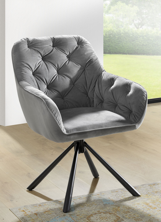 Stühle & Sitzbänke - Drehbare Stühle mit bequemer Polsterung, 2er Set, in Farbe GRAU Ansicht 1