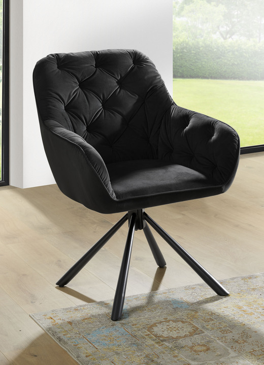 Stühle & Sitzbänke - Drehbare Stühle mit bequemer Polsterung, 2er Set, in Farbe SCHWARZ Ansicht 1