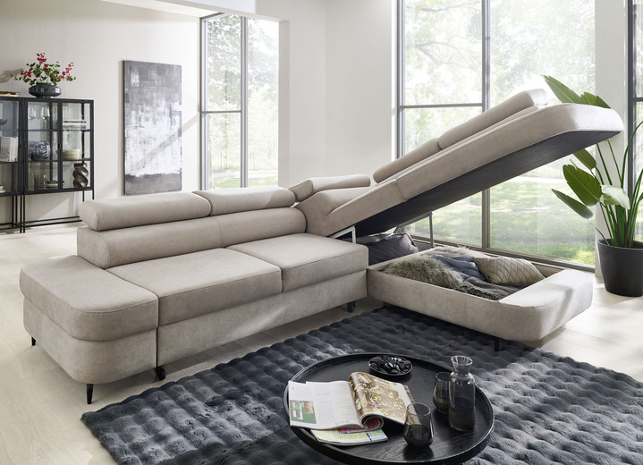 Polsterecken - Komfortable Polsterecke mit Funktion und Bettkasten, in Farbe BEIGE Ansicht 3