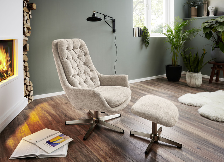 TV-Sessel / Relax-Sessel - Bequemer Relax-Sessel mit Hocker, in Farbe BEIGE Ansicht 1