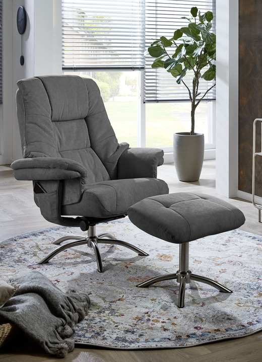TV-Sessel / Relax-Sessel - Relax-Sessel mit Hocker und Gestell aus Metall, in Farbe DUNKELGRAU Ansicht 1