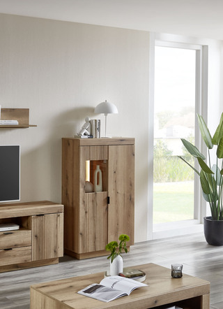 Vitrine, 2-türig, mit LED-Beleuchtung und Softclose