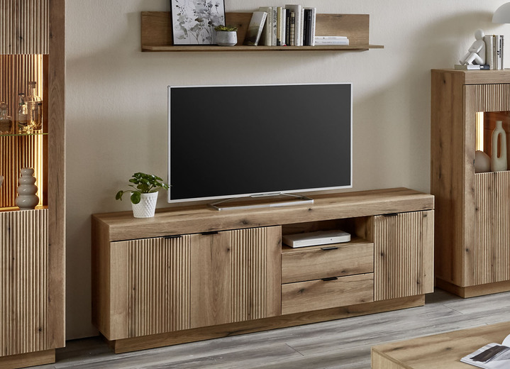 TV- & Hifi-Möbel - TV-Longboard mit Wandboard, in Farbe EICHE Ansicht 1