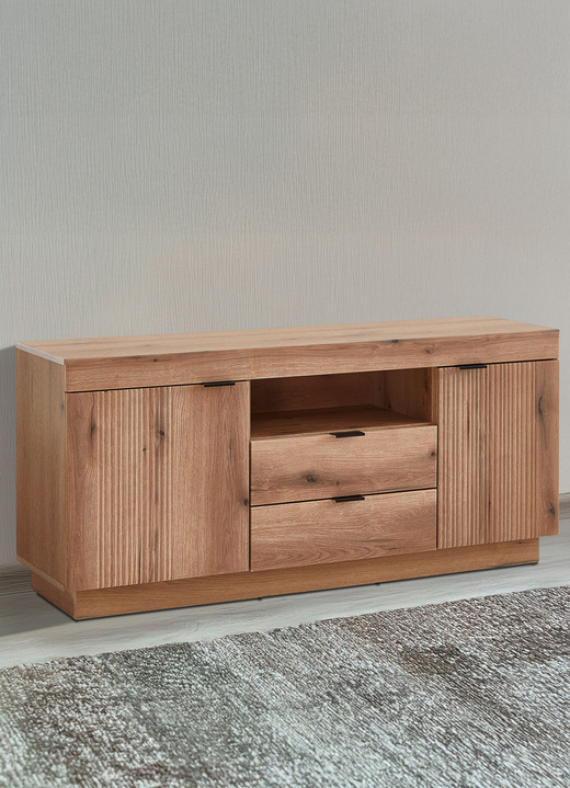 TV- & Hifi-Möbel - TV-Longboard mit Wandboard, in Farbe EICHE Ansicht 1