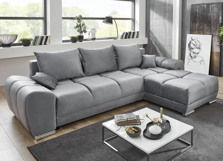Polsterecken - Polsterecke mit Bettfunktion und Bettkasten, in Farbe GRAU Ansicht 1