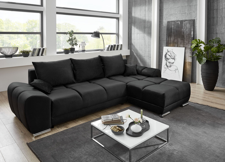 Polsterecken - Polsterecke mit Bettfunktion und Bettkasten, in Farbe SCHWARZ Ansicht 1