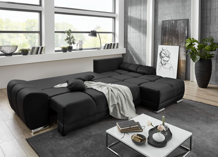 Polsterecken - Polsterecke mit Bettfunktion und Bettkasten, in Farbe SCHWARZ Ansicht 2