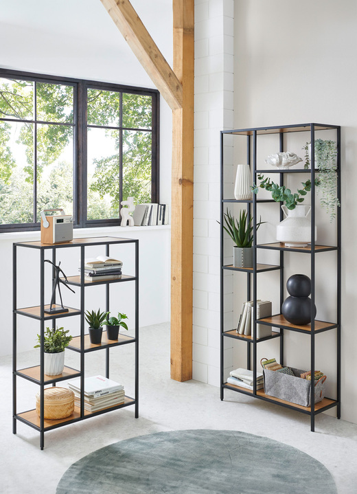 Regale - Modernes Regal, in Farbe SCHWARZ-EICHE, in Ausführung Regal, klein Ansicht 2