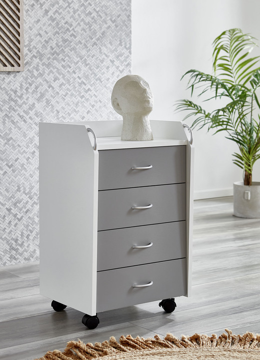 Büromöbel - Rollcontainer mit 4 Schubladen, in Farbe WEISS Ansicht 3