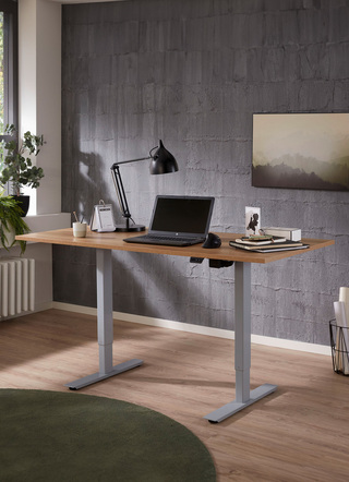 Büromöbel - Elektrisch höhenverstellbarer Schreibtisch, in Farbe ANTHRAZIT-ASTEICHE