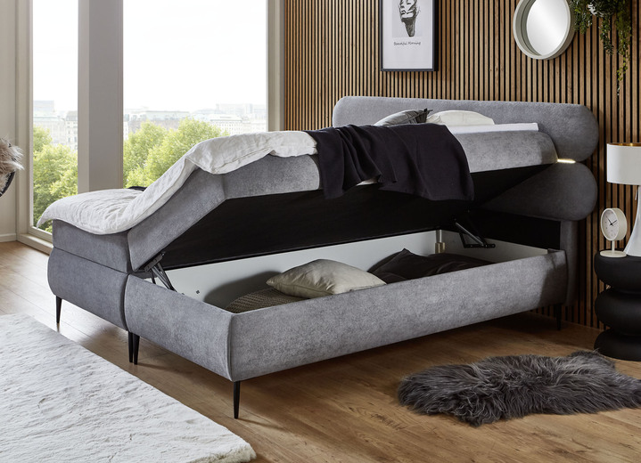 Boxspringbetten - Boxspringbett mit LED-Beleuchtung und Topper, in Farbe SAFRAN Ansicht 4