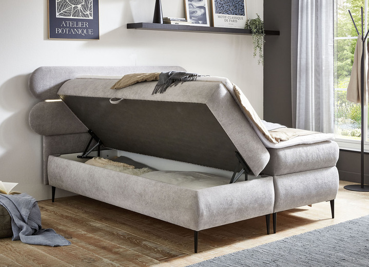 Boxspringbetten - Boxspringbett mit LED-Beleuchtung und Topper, in Farbe SAFRAN Ansicht 6