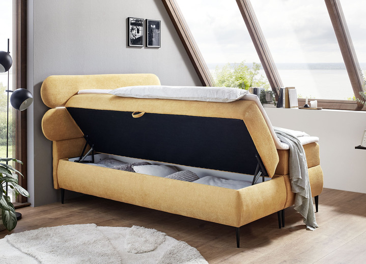 Boxspringbetten - Boxspringbett mit LED-Beleuchtung und Topper, in Farbe SAFRAN Ansicht 2
