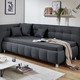 Schlafsofas - Studioliege mit Kissen und Bettkasten, in Farbe BEIGE, in Ausführung Kopfteil links, mit Federkern-Festpolsterung – Farbe ANTHRAZIT – Ansicht 1