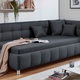 Schlafsofas - Studioliege mit Kissen und Bettkasten, in Farbe BEIGE, in Ausführung Kopfteil links, mit Federkern-Festpolsterung – Farbe ANTHRAZIT – Ansicht 3