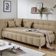 Schlafsofas - Studioliege mit Kissen und Bettkasten, in Farbe BEIGE, in Ausführung Kopfteil links, mit Federkern-Festpolsterung – Farbe BEIGE – Ansicht 1