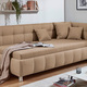 Schlafsofas - Studioliege mit Kissen und Bettkasten, in Farbe BEIGE, in Ausführung Kopfteil links, mit Federkern-Festpolsterung – Farbe BEIGE – Ansicht 1