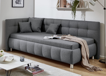 Studioliege mit Kissen-Set, 3-teilig, und Bettkasten